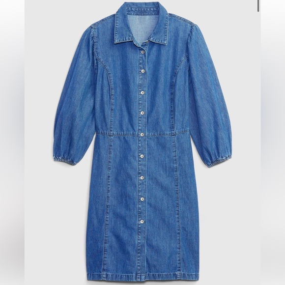 GAP Dresses & Skirts - Gap Organic Cotton Puff Sleeve Denim Mini Dress nwt